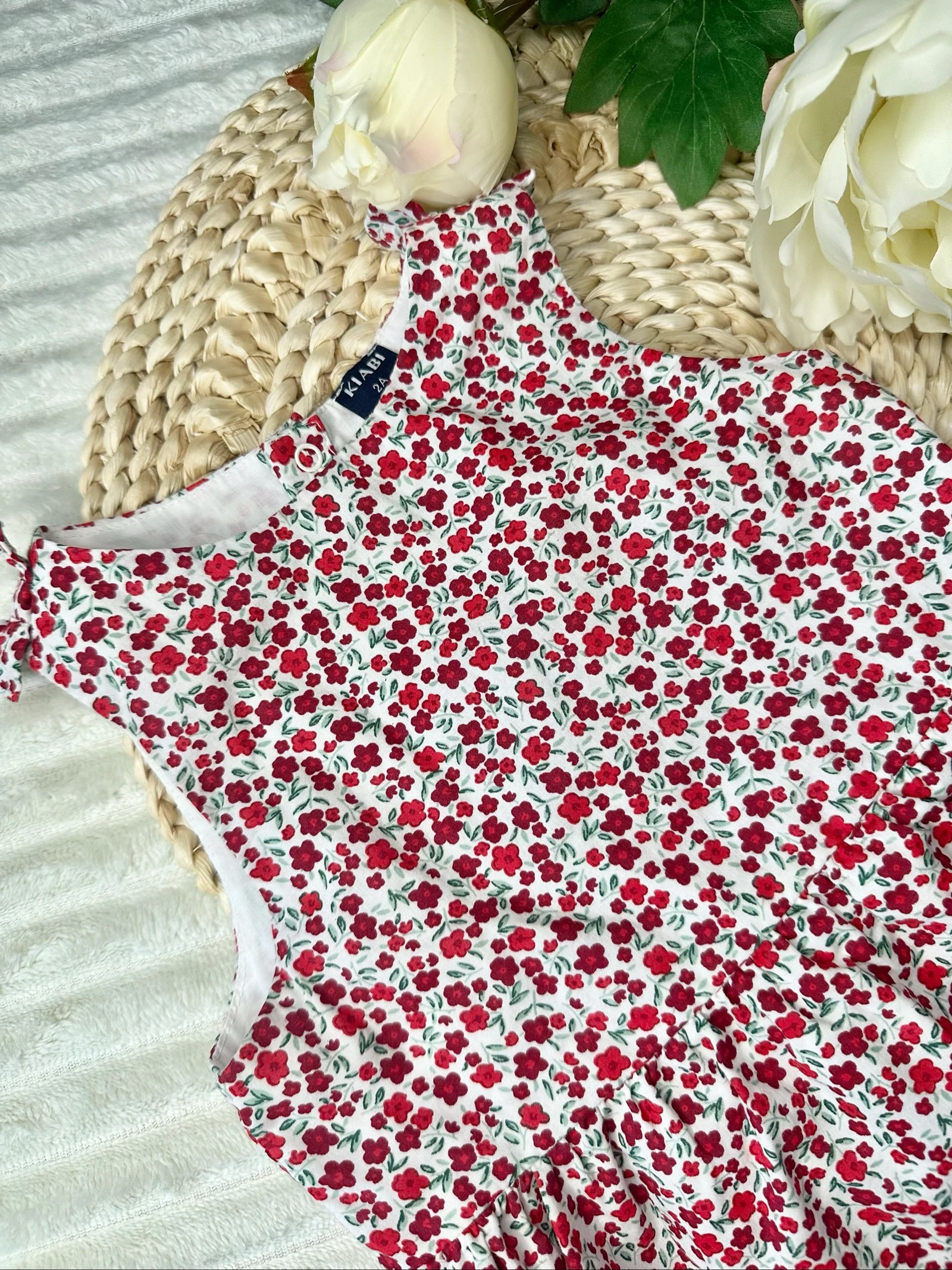 Bloemenjurk met korte mouwen wit en rood 2 jaar Kiabi – photo 2